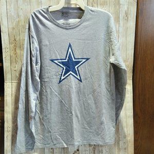 Fanatics NFL Pro Line Long Sleeve Gray T-Shirt with Dallas Cowboys Star Logo L